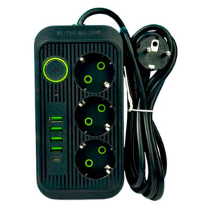 Zgjatues korenti / 3 Poste + 4 USB + 1 PD / 2m / 2.5kW / F09U